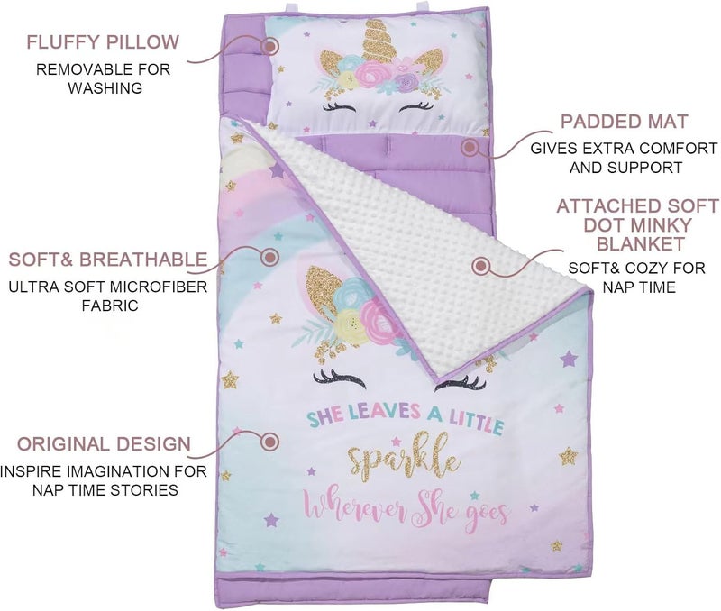 Cokouchyi Extra Large Toddler Nap mat by , Toddler Sleeping Bag with Removable Pillow, Measures 53 x 21 x 1.5 Inches, Sleeping Mat, Ideal for Daycare and Preschool Kindergarten - Image 2